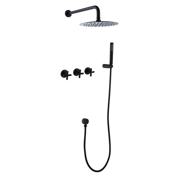 Three Cross Handles Shower Kit, Complete Shower System with Rough-in Valve
