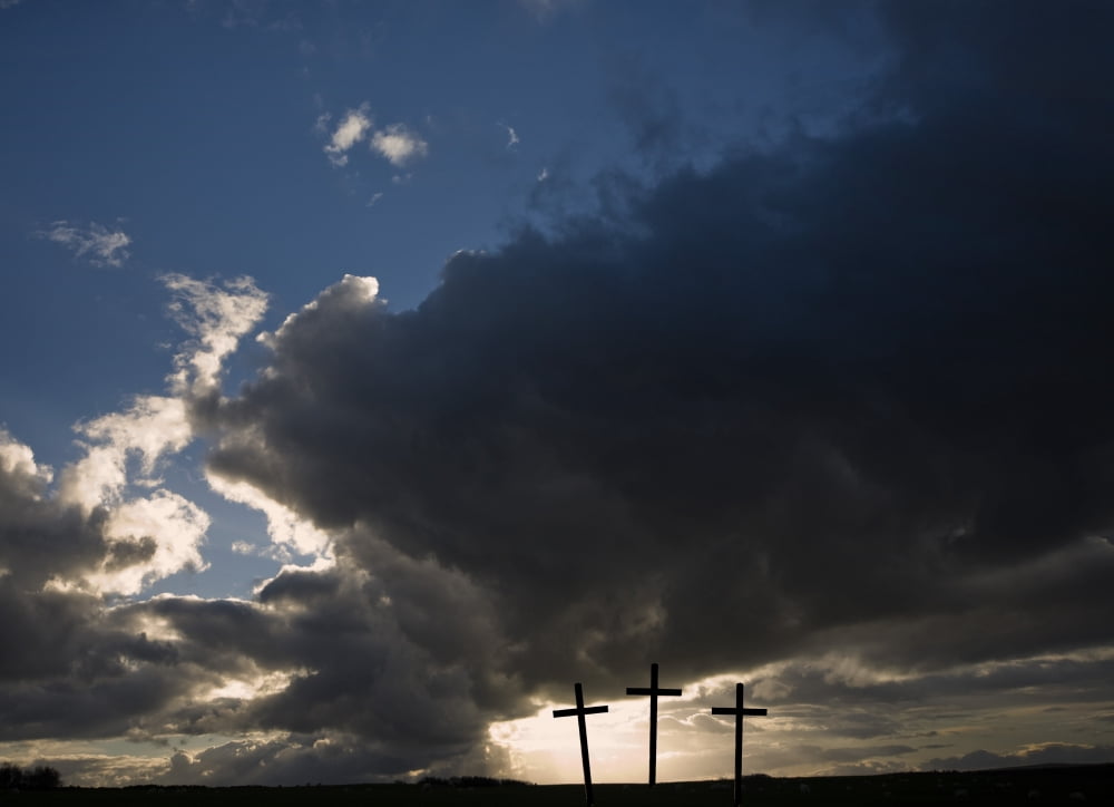 Three Crosses West Yorkshire England Canvas Art - John Short Design Pics (34 x 24)