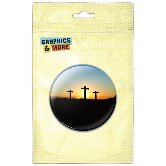 Three Crosses on Hill Pinback Button Pin Badge