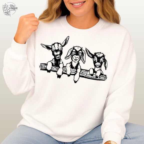 Three Cute Baby Goats Sweatshirt, Farm Life Goat Lovers Sweater, Goat Hoodie, Farm Animal Shirt, Goat Lover Tee, Goats Long Sleeve, Full size S-5XL