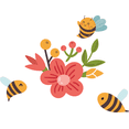 thumbnail image 1 of Three Cute Bees on their Pollination Day Artwork Design for Kid's Bedroom Vinyl Wall Decal - Honeybees Flying on a Beautiful Flower Creative Art for Nursery Room Wall Decoration - 28" x 19", 1 of 5