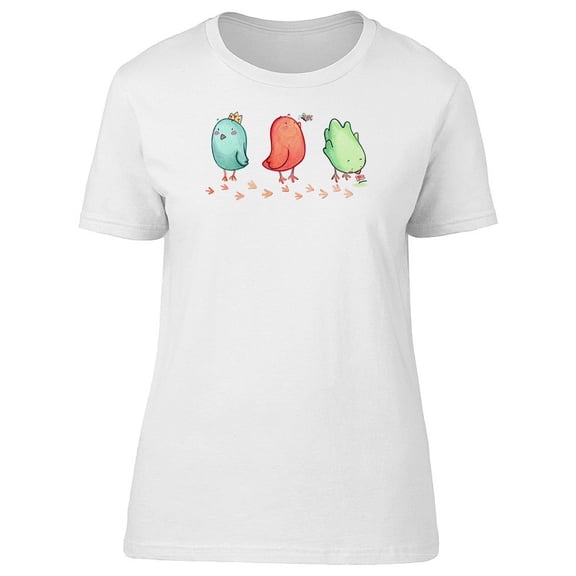 Three Cute Bird Cartoons T-Shirt Women -Image by Shutterstock, Female Small