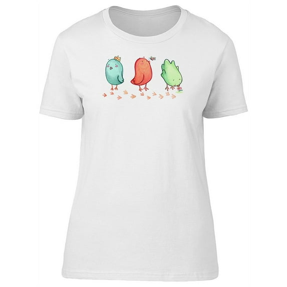 Three Cute Bird Cartoons T-Shirt Women -Image by Shutterstock, Female x-Large