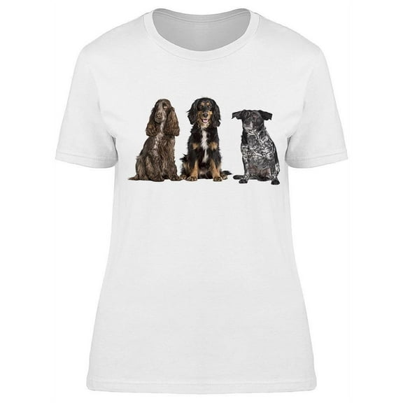 Three Cute Dogs Are Sitting T-Shirt Women -Image by Shutterstock, Female Small