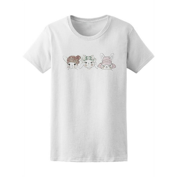 Three Cute Girly Rabbits T-Shirt Women -Image by Shutterstock, Female Small