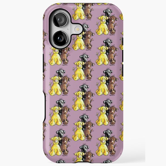 Three Cute Labrador Dogs Cartoon Trio iPhone Case 11 through 17 Pro Max