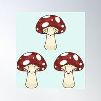 Three Cute Mushrooms Poster Wall Art, Modern Wall Decor For Living Room Bedroom, 16x24 UNFRAMED
