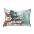 thumbnail image 1 of Three Cute Snowman under Christmas Tree Satin Pillowcase Envelope Design Pillow Covers 1 Pack Queen Size 20" x 30", 1 of 9