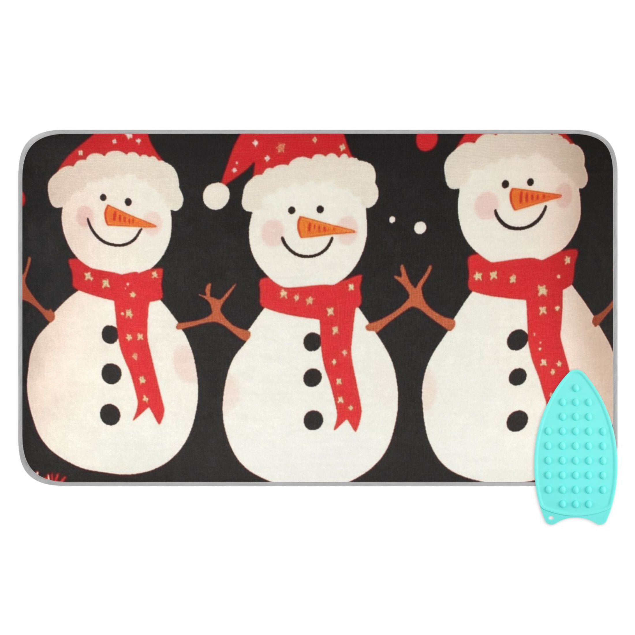 Three Cute Snowmen Ironing Mat Blanket for Table Top Travel Portable Ironing Board Pad 47.2x27.6 Inch