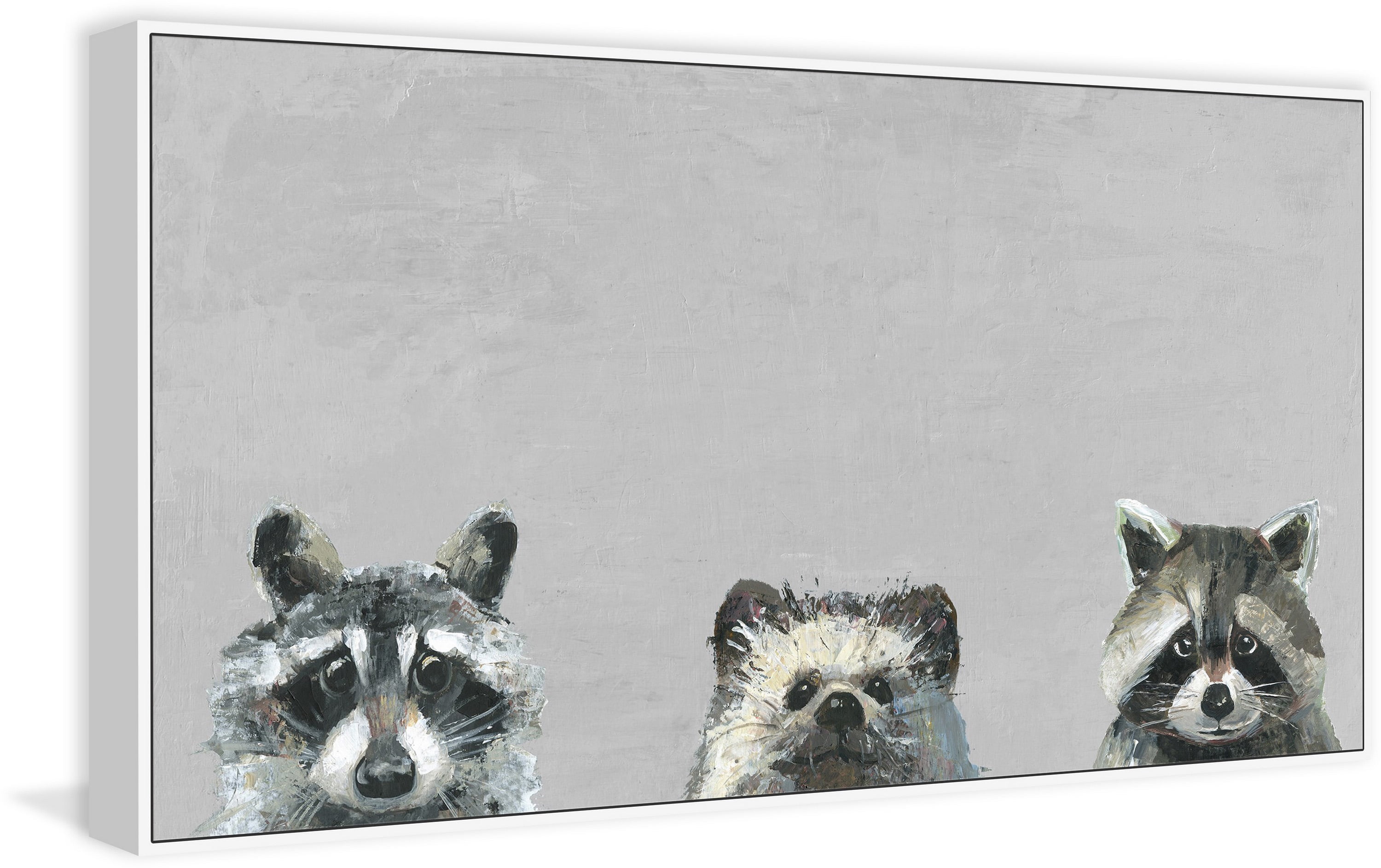 Three Cuties in Gray Floater Framed Painting Print on Canvas