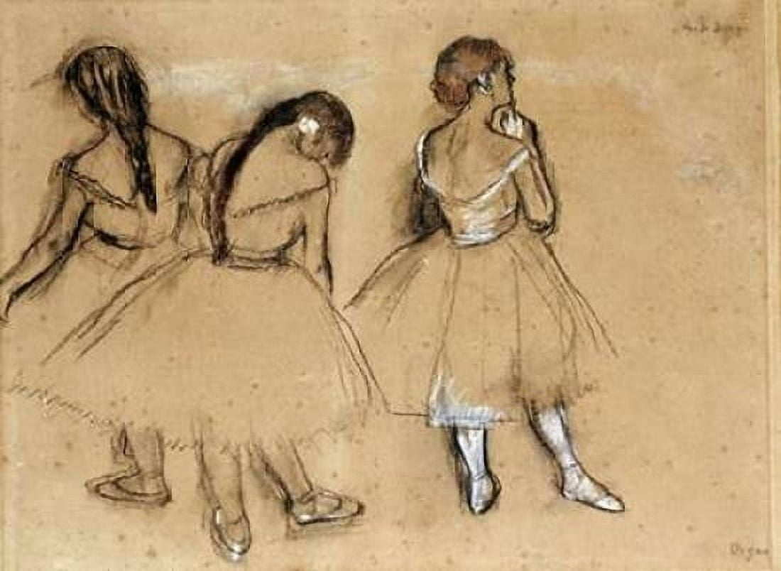 Three Dancers Canvas Art - Edgar Degas (18 x 24)