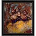 thumbnail image 1 of Three Dancers. Yellow Skirts, Blue Blouses 28x30 Large Black Ornate Wood Framed Canvas Art by Edgar Degas, 1 of 2
