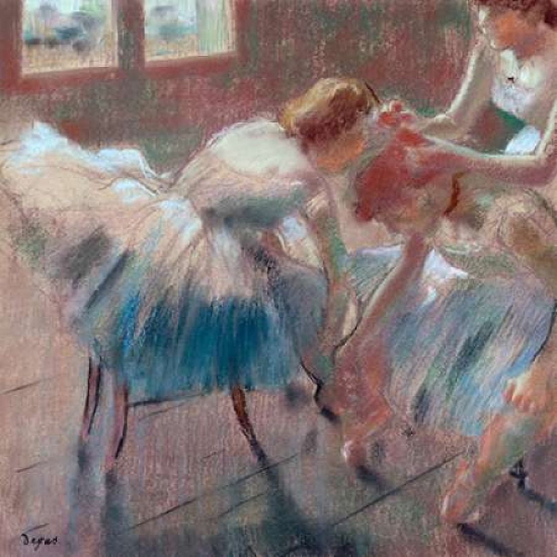 Three Dancers preparing for Class Canvas Art - Edgar Degas (24 x 24)