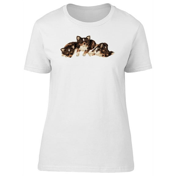 Three Dark Brown Puppies T-Shirt Women -Image by Shutterstock, Female Medium