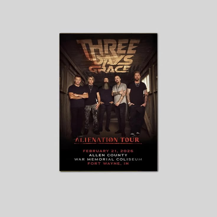 Three Days Grace 2026 Alienation Tour Unique Dated Show Poster All ...