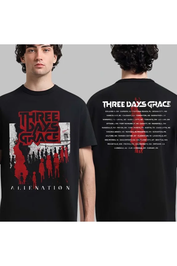 Three Days Grace Alienation 2025 Tour Merch Two Sided T-Shirt