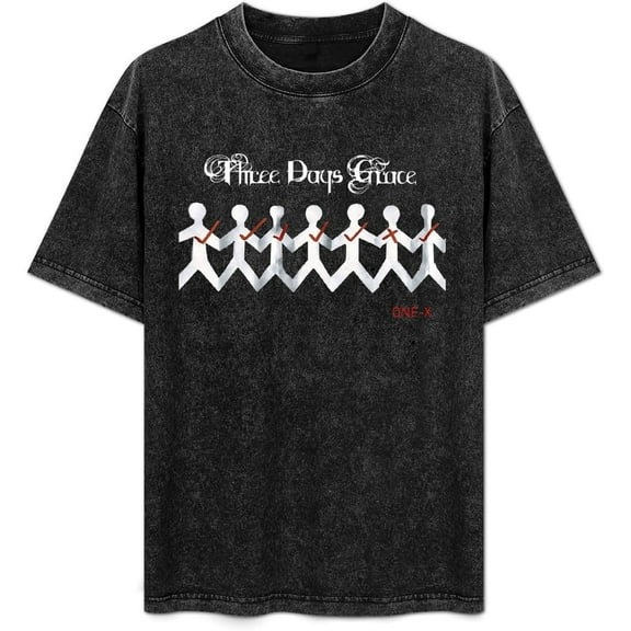 Three Days Grace Man's Vintage Oversized T Shirt Cotton Graphic Short Sleeve Shirts Round Neckline Clothing Unisex Tees Shirts