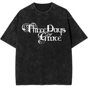 Three Days Grace グラフィックTシャツ ブラック Three Days Grace Vintage Y2k All Over Print AOP Hard Rock
