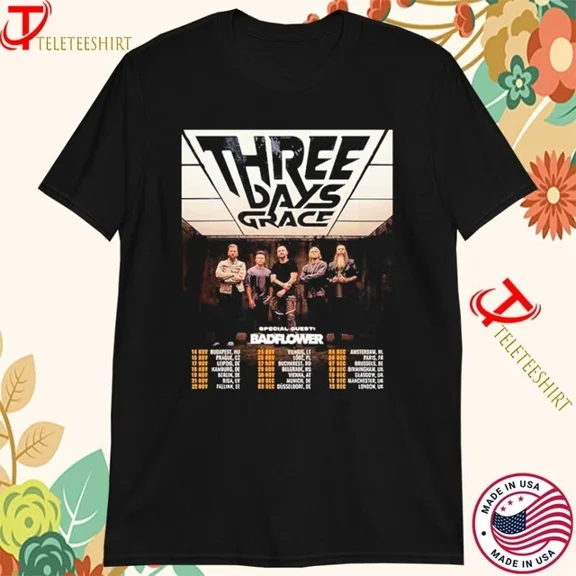 Three Days Grace UK And EU Tour Dates 2025 T-shirts Fan Gift S-5XL Multicolor ,Black Color,Size M