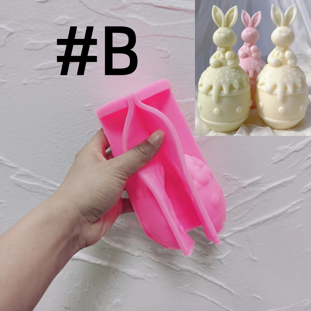 Three Designs Flower Bunny Silicone Mold Easter Egg Rabbit Silicone