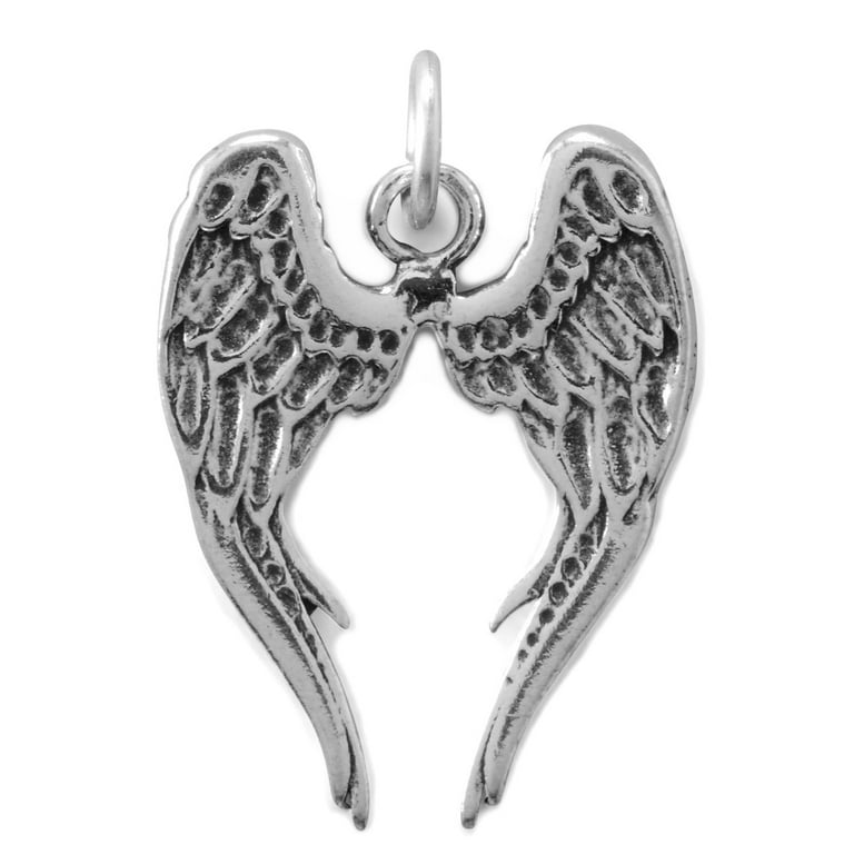 Angel Wing Charm Antiqued Sterling Silver Angel Wing Charm Antiqued Sterling Silver
