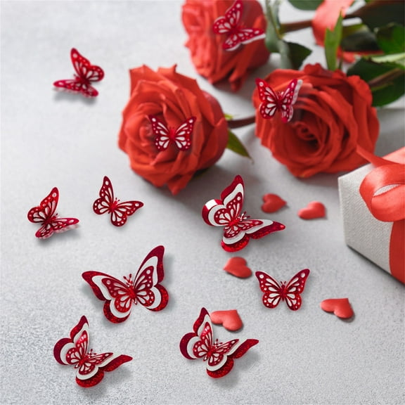 Three Dimensional Butterfly Stickers For Living Room Background Wall, Diy Home Decoration, Set Of 6 Pieces, Artistic 3D Design For Party Cake Cupcake Ice Cream And Wall Decoration