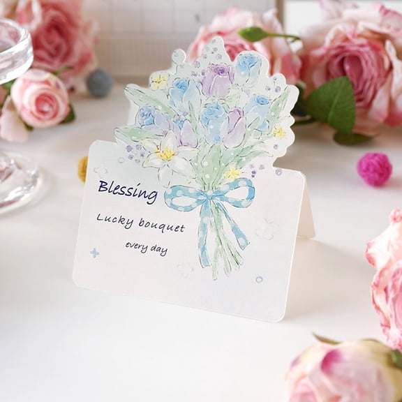 Three-Dimensional Flower Bouquet Greeting Card Message Card Blessing Card Romantic Lover's Day Holiday Gift Decoration Card