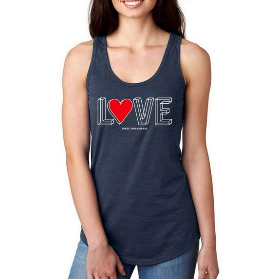 Three Dimensional Love Racerback Tank Women -Image by Shutterstock, Female Large