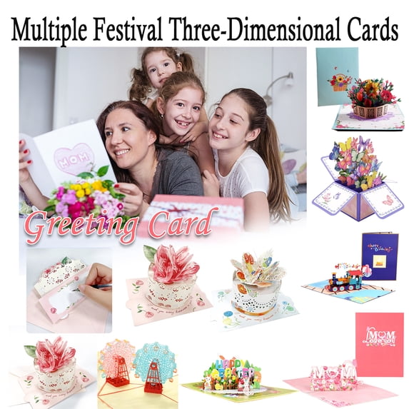 Three-Dimensional Pop Up Greeting Card, Artistic Paper Sculpture Design Card, Unique Birthday Greeting Card Gift for Girls Boys Couples for Holiday and Festival Use, HAODEJW