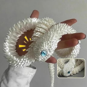 Three Dimensional Printed Snake Hand Toy, Realistic Three Dimensional Snake Model, Movable Joint Snake Figurine with Gemstones Eye, Spikeds Texture with Poseable Body for Desk Decor