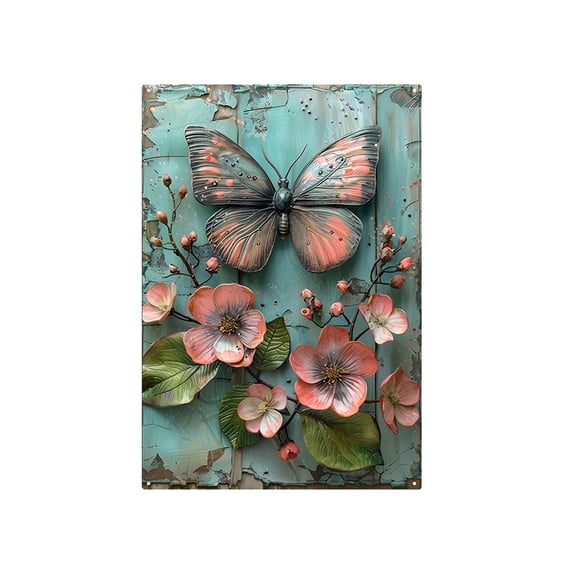 Three Dimensional Simulation Metal Sheet Art Waterproof and Sunburn Protection Wrought Iron Wall Hanging Decor