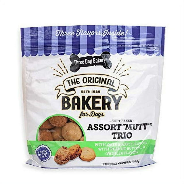 Natural Three Dog Bakery Assortment SoftBaked Dog Cookies, Oatmeal