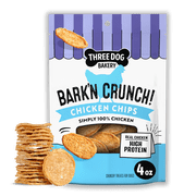 Three Dog Bakery Barkn Crunch! Chicken Chips with 100% Real Chicken - 4oz - High Protein Dog Treats