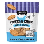 Three Dog Bakery Bark'n Crunch! Chicken Chips with 100% Real Chicken 8oz - High Protein Dog Treats