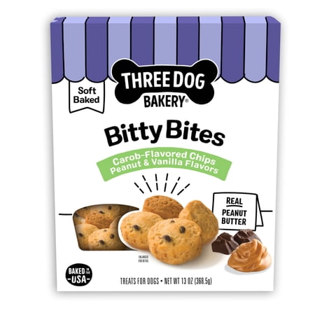 Three Dog Bakery Bitty Bites Trio Soft Baked Cookies for Dogs, 13oz