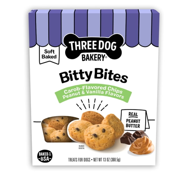 Three Dog Bakery Bitty Bites Trio Soft Baked Cookies for Dogs, 13oz