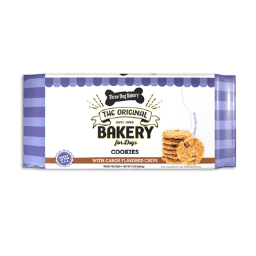 Three Dog Bakery Cookies with Carob Flavored Chips, Baked Dog Treats, 13 oz