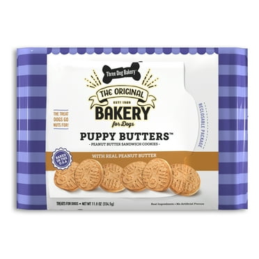 Three Dog Bakery Puppy Butters, Peanut Butter Dog Sandwich Cookies, 11.8 oz