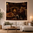 thumbnail image 1 of Three Dogs in Cozy Stone Fireplace Interior, Peaceful Rustic for Animal Lovers, Rustic Cabin Wall Art, Housewarming Gift Tapestry Wall Hanging for Living Room and Den, 1 of 7
