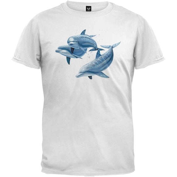 Three Dolphins White T-Shirt - 2X-Large