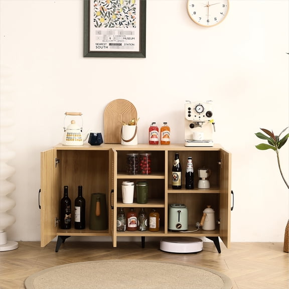 Three-Door Kitchen Cabinet | Ample Space for Kitchenware Storage | Stable Melamine and Carbon Steel Structure | Keeps Kitchen Tidy