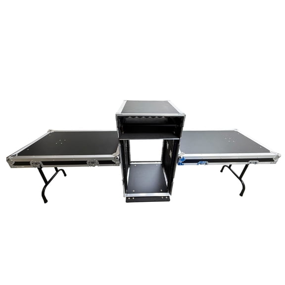 Three Door Shockproof Flight Case Double Side Desk with Mixer Stand