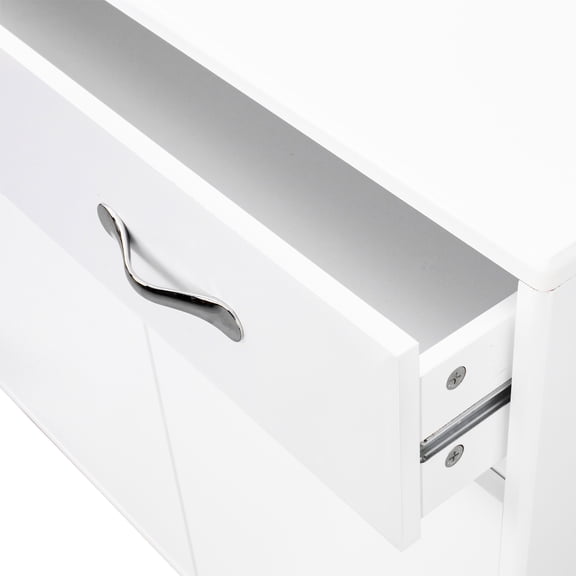 Three Doors Sideboard - White With Ample Storage, Fine Painting Refinement Side Table And Spacious Technique