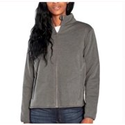 Three Dots Heather Grey Mock Neck Filled Quilted Knit Hem Jacket Large