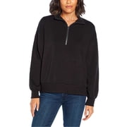 Three Dots Ladies Quarter Zip Pullover, Black Large