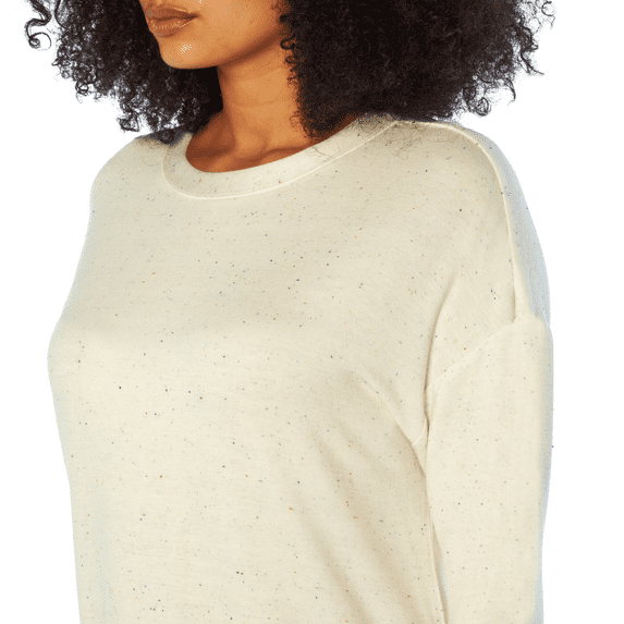 Three Dots Women's Long Sleeve Speckled Ivory Pullover