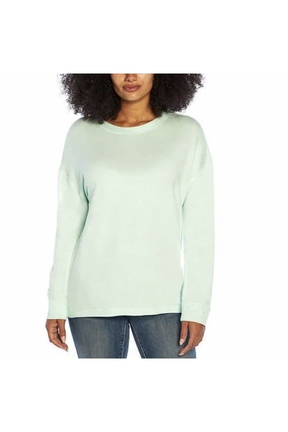 Women's Relaxed Fit Breathable Crew Neck Long Sleeve Casual Sweatshirt, Green, 2X