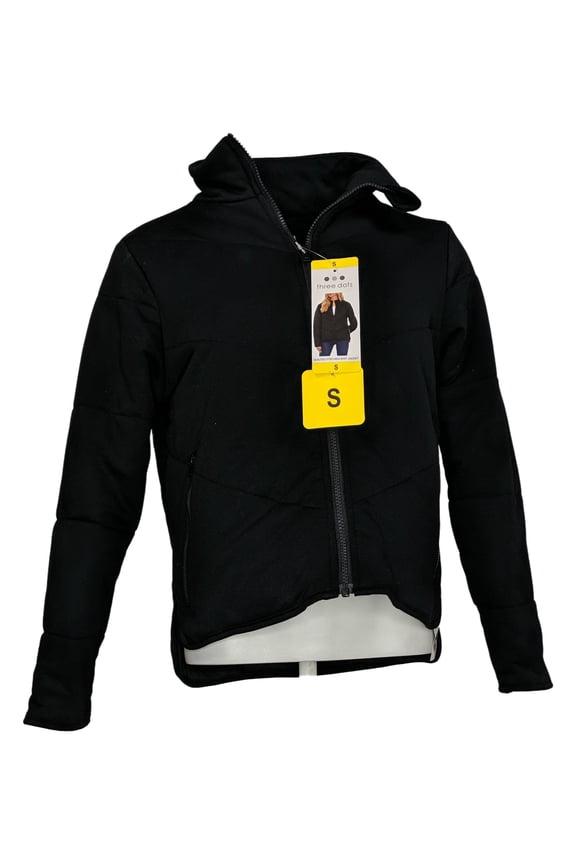 Women's Sleepwear Sz S Zip Front Quilted Jacket Black