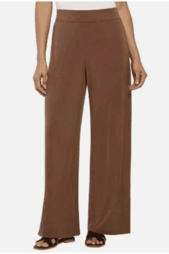 Women's Wide Leg Pull On Pants, Brown, Large