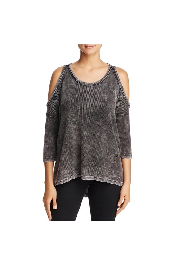 Womens Cold Shoulder Casual Thermal Top Black XS